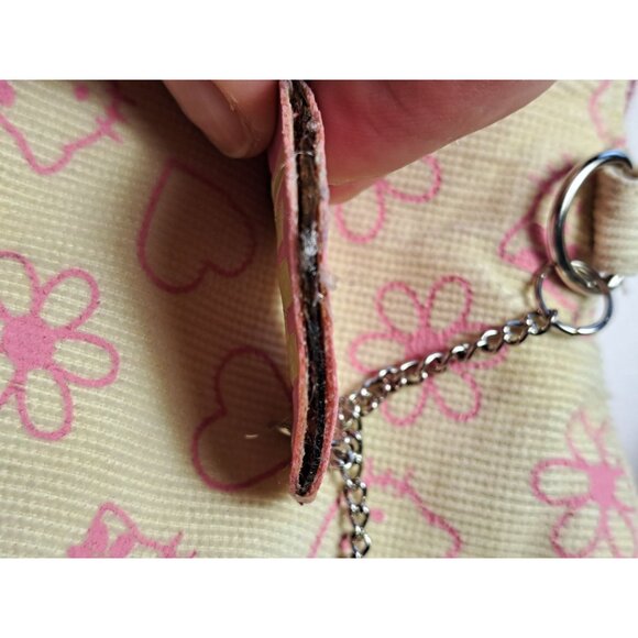 2000s Y2K Hello Kitty Pink & Cream Corduroy Hello Monogram Shoulder Bag Purse - Picture 12 of 15